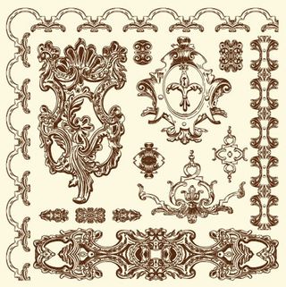 传统欧式黄色花纹花边矢量素材