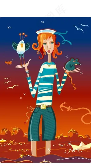 女孩插画图片
