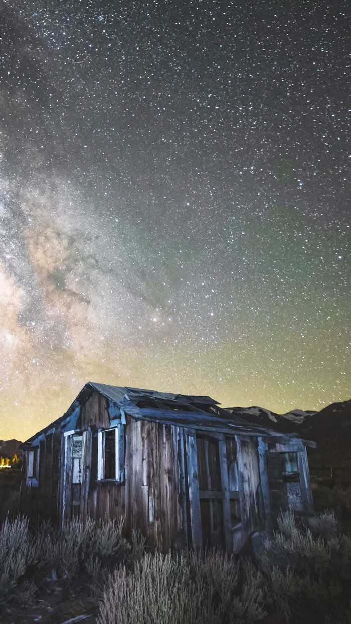 星空下的木屋高清摄影图片