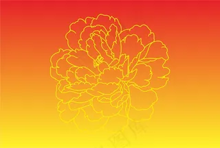 红黄渐变色 牡丹花线条