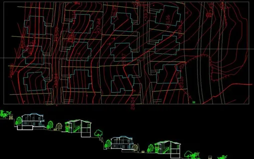 山坡别墅及地形图