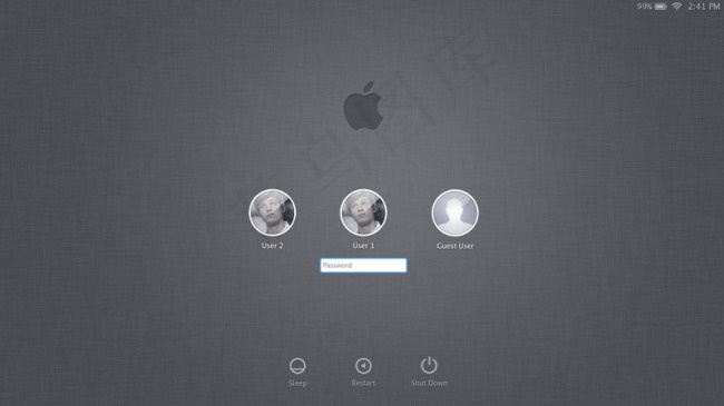 Mac-Lion系统登陆界面PSD...