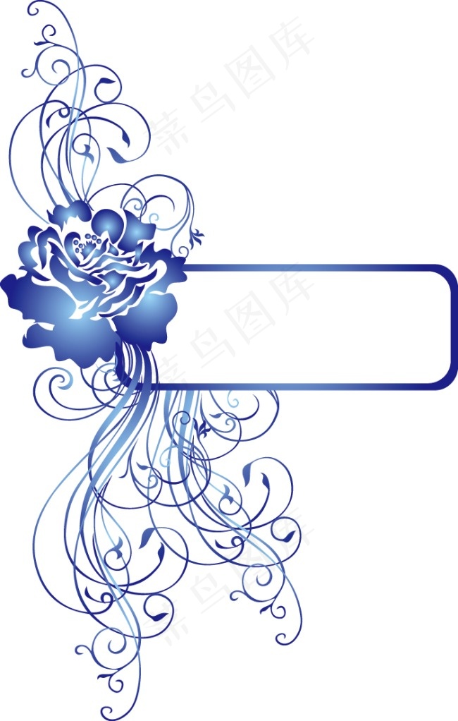 蓝牡丹条纹文本框