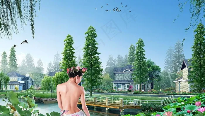 地产广告 水岸雅居图片(4252X2658(DPI:300))psd模版下载