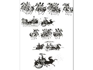 矢量古代剪纸马车