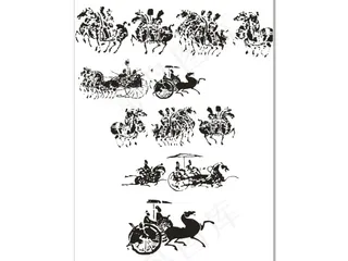 矢量古代剪纸马车