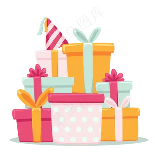彩色生日礼物堆设计