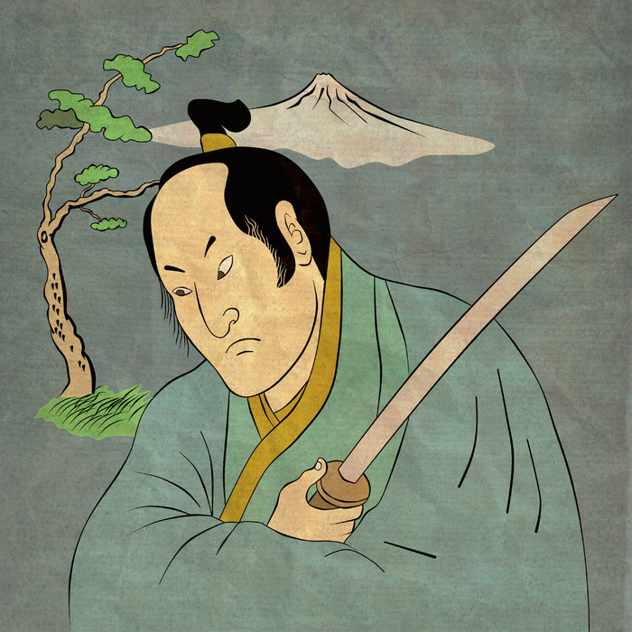 武士与武士刀剑战斗姿态