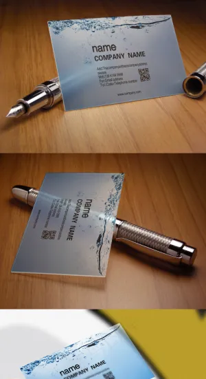 最新动感水珠透明PVC名片设计