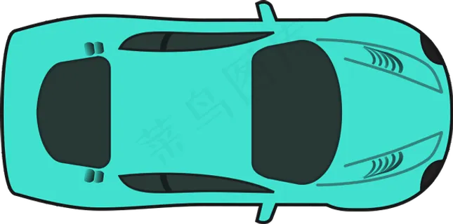 绿松石的赛车（俯视图）