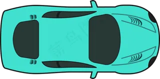 绿松石的赛车（俯视图）