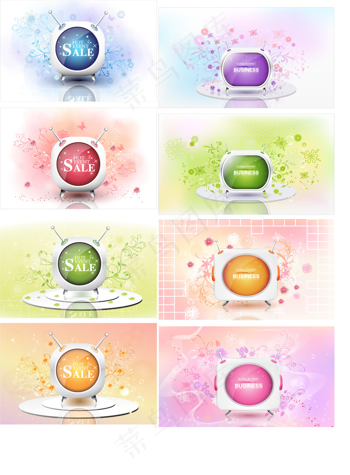 电视图案背景矢量素材