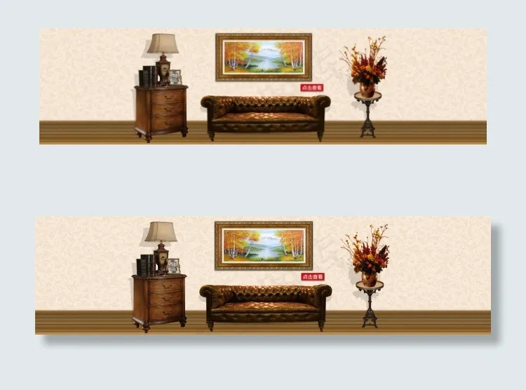 欧式白桦林油画 通栏海报