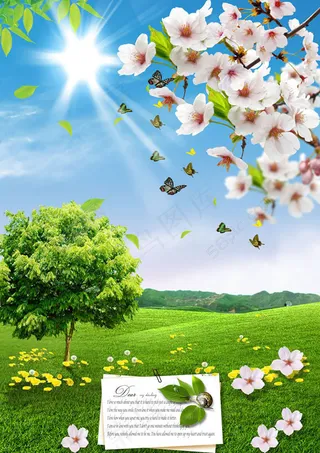 清新春天郊外美景psd分层素材