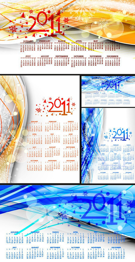 2011绚丽风格日历矢量素材eps,ai矢量模版下载
