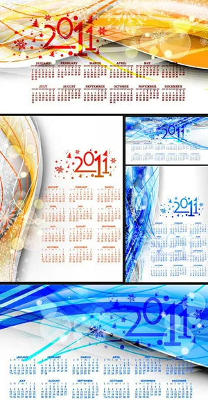 2011绚丽风格日历矢量素材 2011绚丽风格日历矢量素材