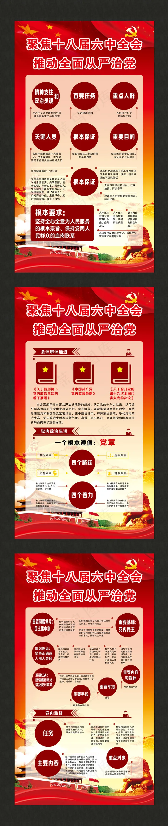 大气精美十八届六中全会宣传栏展板(2835X5102(DPI:72))psd模版下载