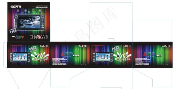 汽车dvd导航包装盒图片(1100X620)cdr矢量模版下载