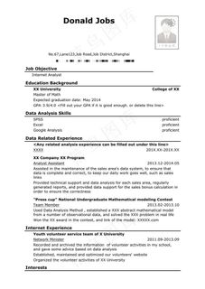 互联网数据分析岗位英文简历模板（应...