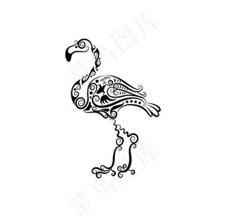 斑鸠剪影剪纸插画动物素材分层