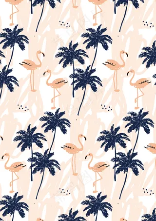 火烈鸟植物花卉背景图案