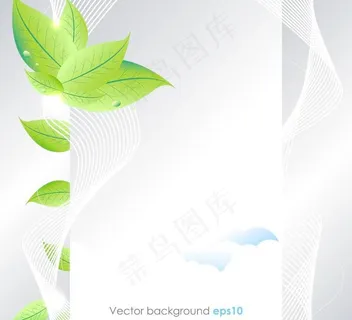 动感线条绿叶环保背景图片 动感线条绿叶环保背景图片