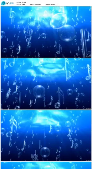 蓝色音乐符号气泡视频