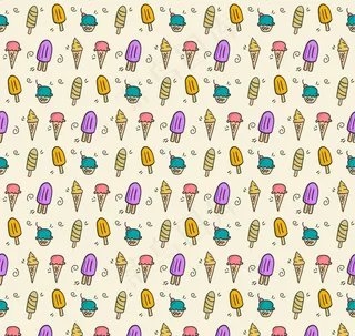 卡通冰淇淋无缝背景图案