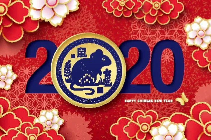 鼠年2020新年剪纸风镂空插画ai矢量模版下载