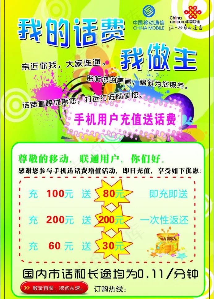 充值送话费图片cdr矢量模版下载