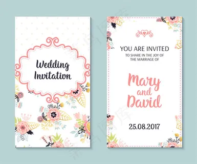 漂亮婚礼邀请卡设计图片