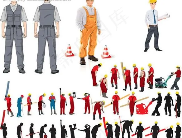 建筑施工人物矢量素材图片