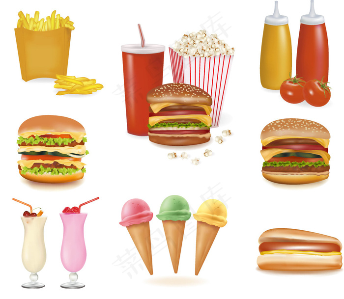 西式快餐矢量素材