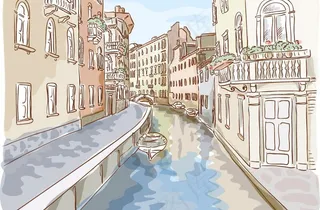 素描威尼斯城市建筑图片