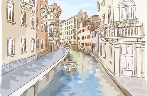 素描威尼斯城市建筑图片 素描威尼斯城市建筑图片