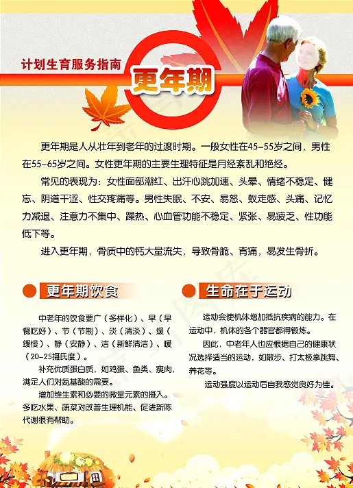 更年期计划生育服务指南psd模版下载