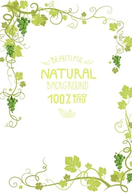 葡萄树的自然背景矢量04帧ai矢量模版下载