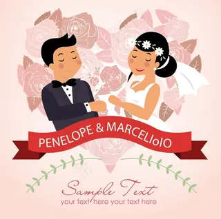 粉色浪漫心型玫瑰背景婚礼请柬