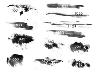 130款水墨中国风毛笔笔触PS笔刷