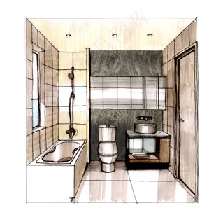 浴室透视图手绘图片素材