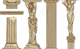 欧式柱子建筑矢量图片