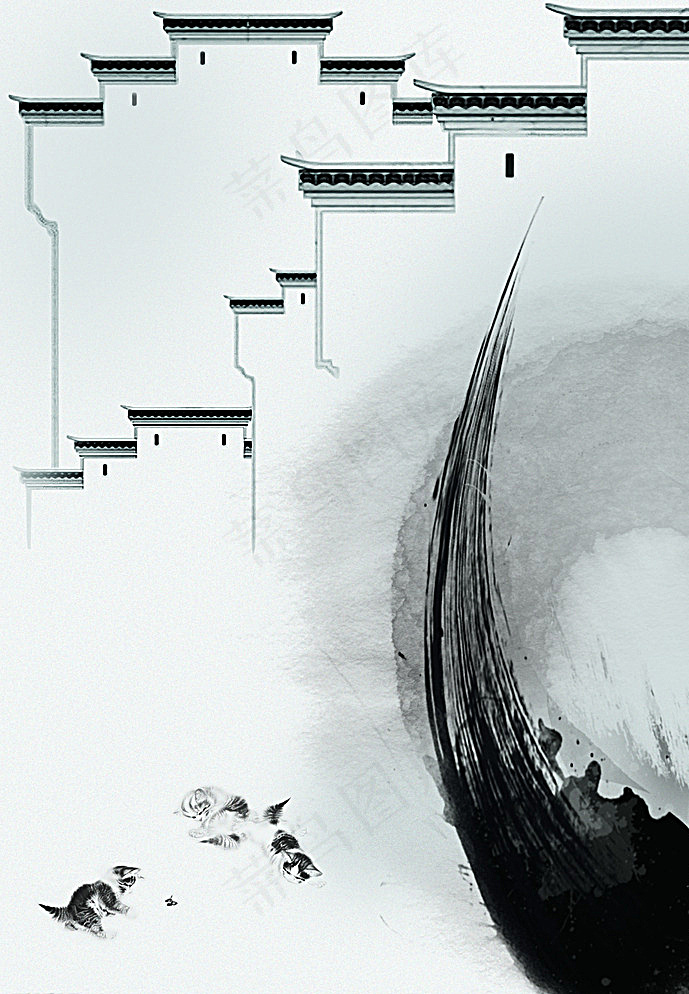 古典建筑 水墨图片(2222X3164(DPI:300))psd模版下载