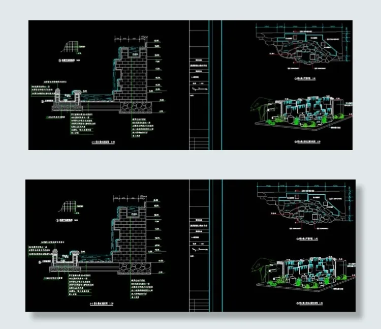 假山叠水做法cad图纸