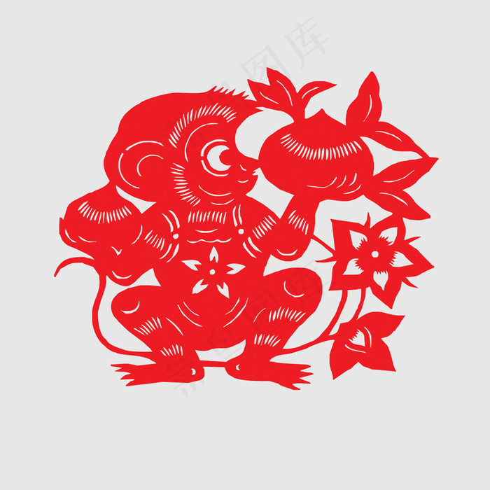 剪纸猴年猴子图案psd模版下载