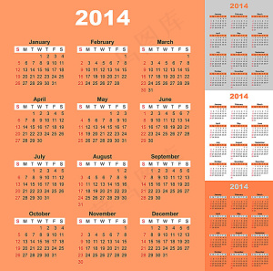 橙色背景日历