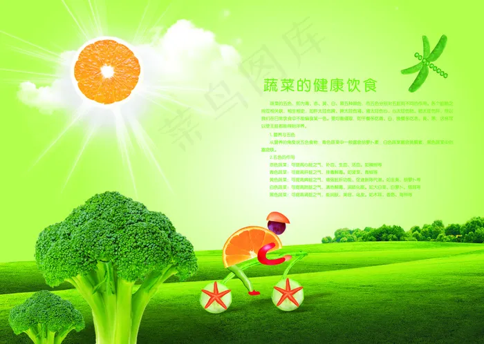 绿色底图 室外卡通太阳 绿色蔬图片cdr矢量模版下载