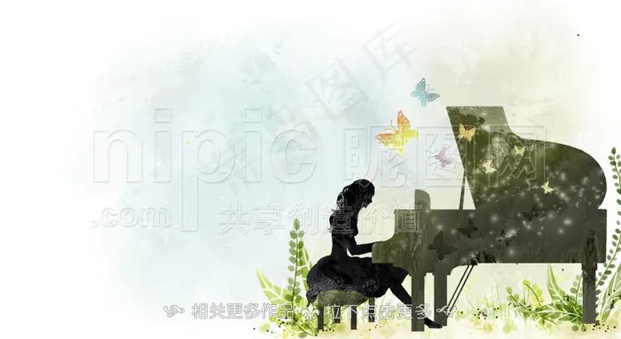 弹奏钢琴图片(4961X2988(DPI:300))psd模版下载