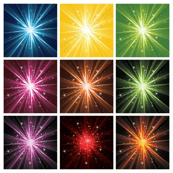 多色彩放射光线矢量素材eps,ai矢量模版下载