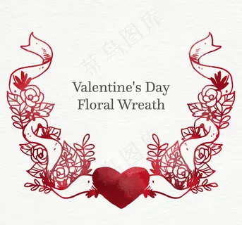 红色花卉情人节背景