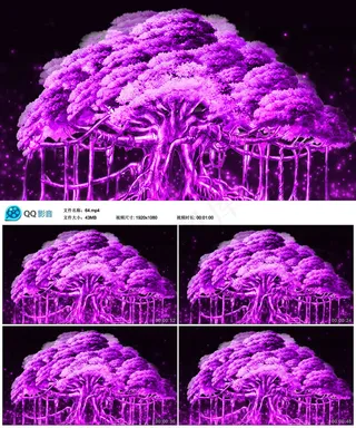 梦幻紫色大树舞台背景